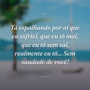 Tá espalhando por aí que eu esfriei, que eu tô mal, que eu tô sem sal, realmente eu tô... Sem saudade de você!