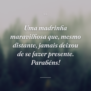 Uma madrinha maravilhosa que, mesmo distante, jamais deixou de se fazer presente. Parabéns!