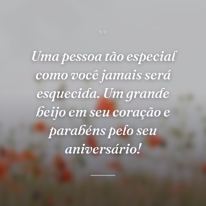 Uma pessoa tão especial como você jamais será esquecida. Um grande beijo em seu coração e parabéns pelo seu aniversário!