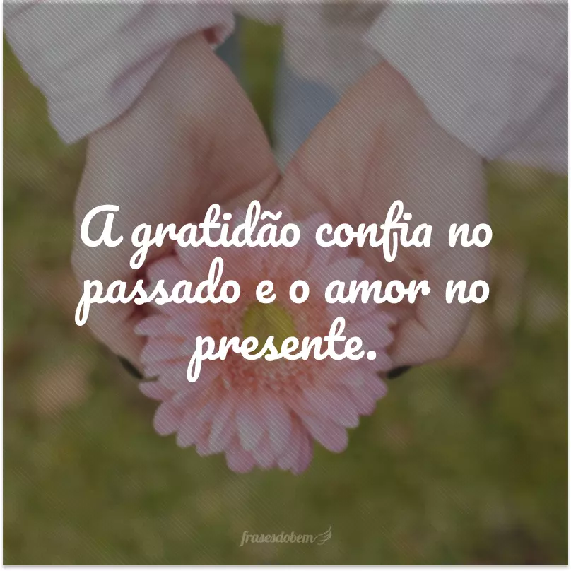 A gratidão confia no passado e o amor no presente.