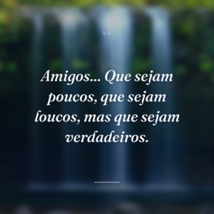 Amigos... Que sejam poucos, que sejam loucos, mas que sejam verdadeiros.