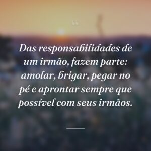 Das responsabilidades de um irmão, fazem parte: amolar, brigar, pegar no pé e aprontar sempre que possível com seus irmãos.