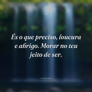 És o que preciso, loucura e abrigo. Morar no teu jeito de ser.