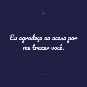 Eu agradeço ao acaso por me trazer você.