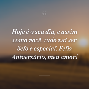 Hoje é o seu dia, e assim como você, tudo vai ser belo e especial. Feliz Aniversário, meu amor!
