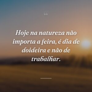 Hoje na natureza não importa a feira, é dia de doideira e não de trabalhar.