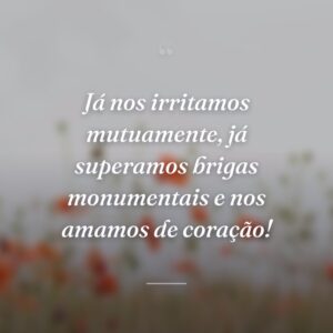 Já nos irritamos mutuamente, já superamos brigas monumentais e nos amamos de coração!