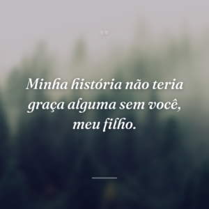 Minha história não teria graça alguma sem você, meu filho.