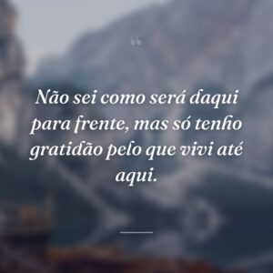 Não sei como será daqui para frente, mas só tenho gratidão pelo que vivi até aqui.