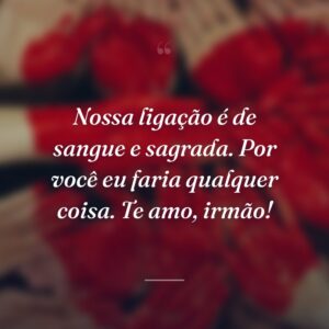 Nossa ligação é de sangue e sagrada. Por você eu faria qualquer coisa. Te amo, irmão!