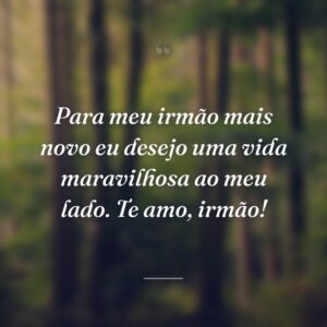 Para meu irmão mais novo eu desejo uma vida maravilhosa ao meu lado. Te amo, irmão!
