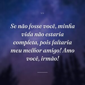Se não fosse você, minha vida não estaria completa, pois faltaria meu melhor amigo! Amo você, irmão!