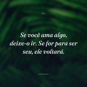 Se você ama algo, deixe-o ir. Se for para ser seu, ele voltará.