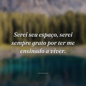 Serei seu espaço, serei sempre grato por ter me ensinado a viver.