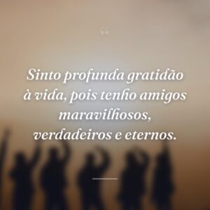 Sinto profunda gratidão à vida, pois tenho amigos maravilhosos, verdadeiros e eternos.