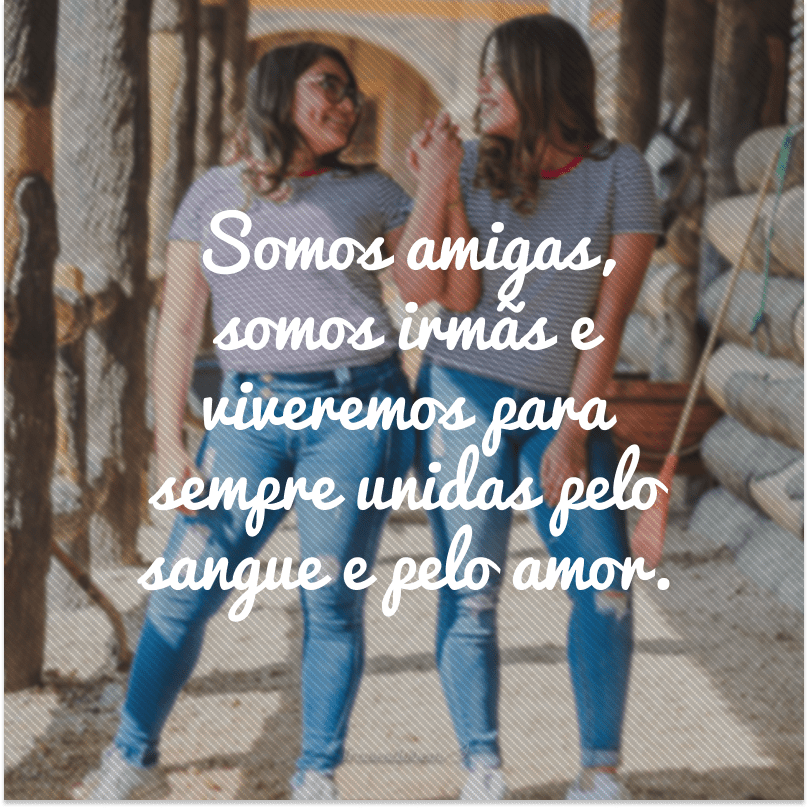 Somos amigas, somos irmãs e viveremos para sempre unidas pelo sangue e pelo amor.