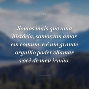Somos mais que uma história, somos um amor em comum, e é um grande orgulho poder chamar você de meu irmão.