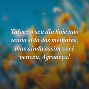 Talvez o seu dia hoje não tenha sido dos melhores, mas ainda assim você venceu. Agradeça!