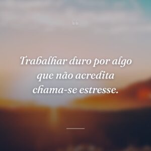 Trabalhar duro por algo que não acredita chama-se estresse.