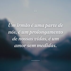 Um irmão é uma parte de nós, é um prolongamento de nossas vidas, é um amor sem medidas.