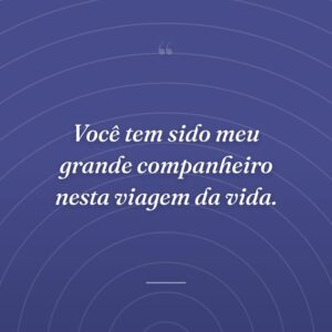 Você tem sido meu grande companheiro nesta viagem da vida.