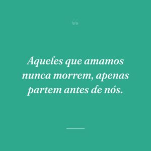 Aqueles que amamos nunca morrem, apenas partem antes de nós.