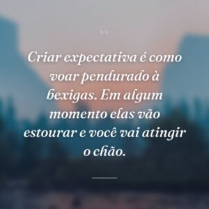 Criar expectativa é como voar pendurado à bexigas. Em algum momento elas vão estourar e você vai atingir o chão.