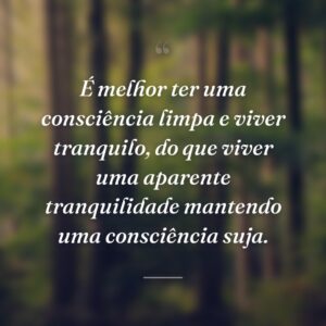 É melhor ter uma consciência limpa e viver tranquilo, do que viver uma aparente tranquilidade mantendo uma consciência suja.