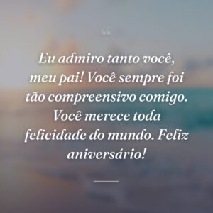 Eu admiro tanto você, meu pai! Você sempre foi tão compreensivo comigo. Você merece toda felicidade do mundo. Feliz aniversário!