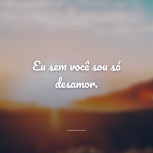 Eu sem você sou só desamor.