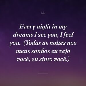 Every night in my dreams I see you, I feel you.
(Todas as noites nos meus sonhos eu vejo você, eu sinto você.)