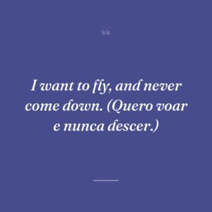 I want to fly, and never come down. (Quero voar e nunca descer.)