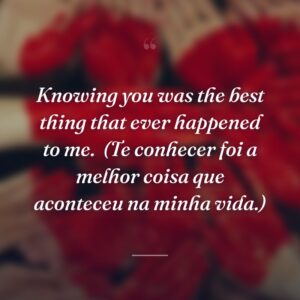 Knowing you was the best thing that ever happened to me.
(Te conhecer foi a melhor coisa que aconteceu na minha vida.)