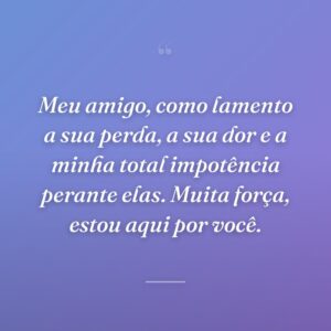 Meu amigo, como lamento a sua perda, a sua dor e a minha total impotência perante elas. Muita força, estou aqui por você.
