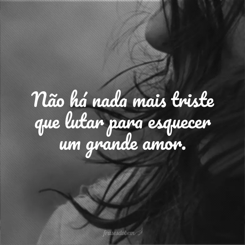 Não há nada mais triste que lutar para esquecer um grande amor.