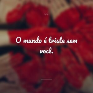 O mundo é triste sem você.