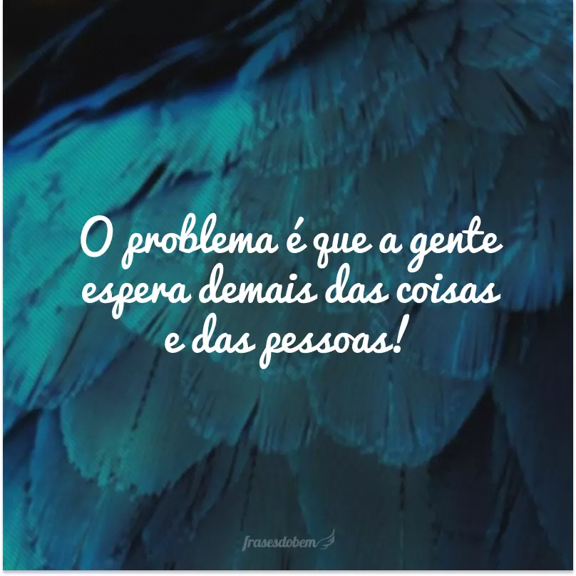 O problema é que a gente espera demais das coisas e das pessoas!