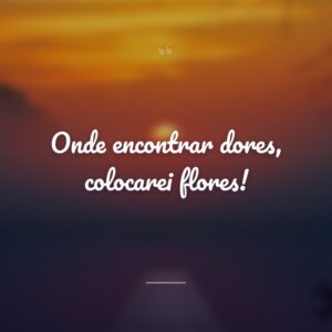 Onde encontrar dores, colocarei flores!