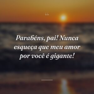 Parabéns, pai! Nunca esqueça que meu amor por você é gigante!
