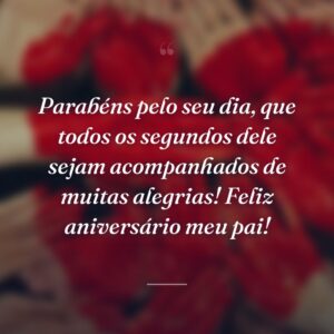 Parabéns pelo seu dia, que todos os segundos dele sejam acompanhados de muitas alegrias! Feliz aniversário meu pai!