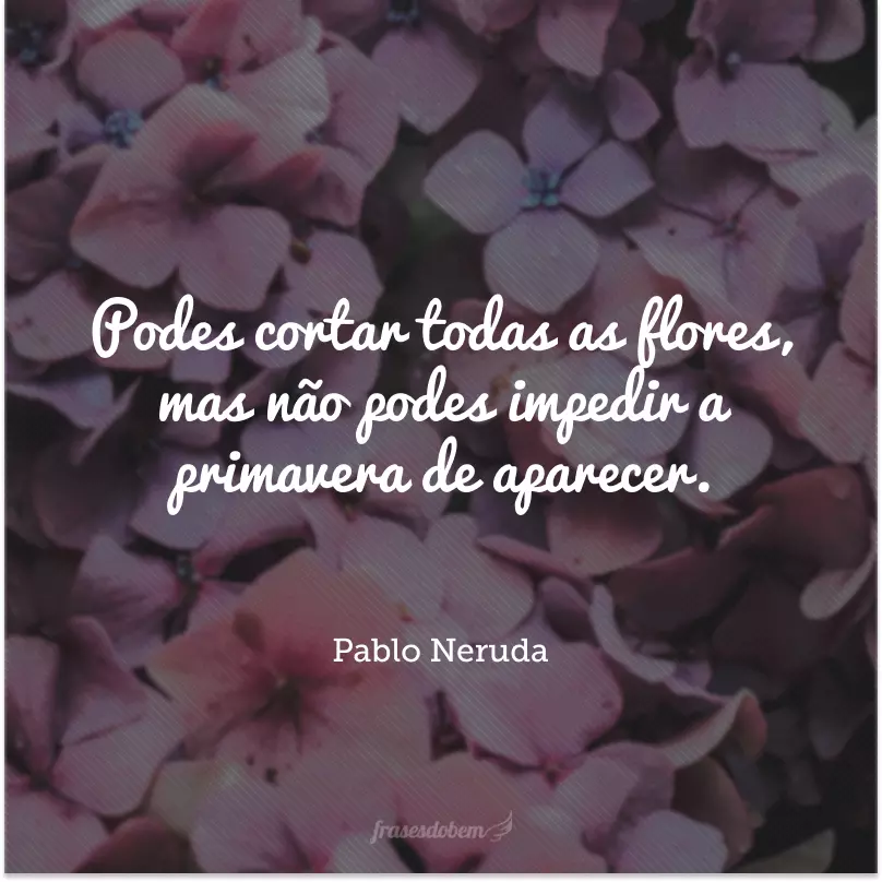 Podes cortar todas as flores, mas não podes impedir a primavera de aparecer. 