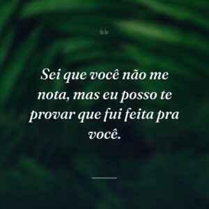 Sei que você não me nota, mas eu posso te provar que fui feita pra você.
