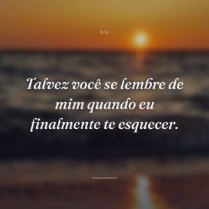 Talvez você se lembre de mim quando eu finalmente te esquecer.
