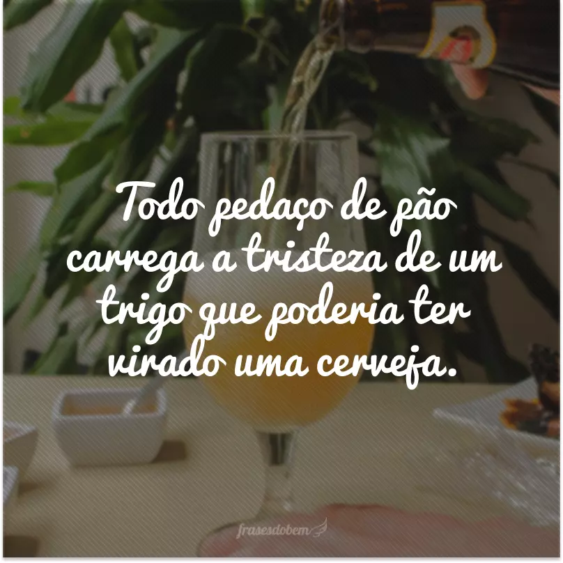 Todo pedaço de pão carrega a tristeza de um trigo que poderia ter virado uma cerveja.