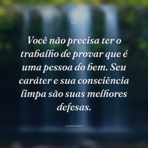Você não precisa ter o trabalho de provar que é uma pessoa do bem. Seu caráter e sua consciência limpa são suas melhores defesas.