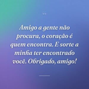 Amigo a gente não procura, o coração é quem encontra. E sorte a minha ter encontrado você. Obrigado, amigo!