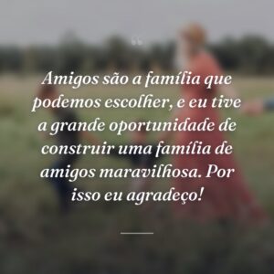 Amigos são a família que podemos escolher, e eu tive a grande oportunidade de construir uma família de amigos maravilhosa. Por isso eu agradeço!