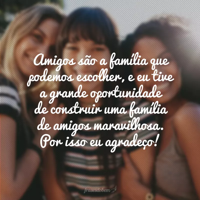 Amigos são a família que podemos escolher, e eu tive a grande oportunidade de construir uma família de amigos maravilhosa. Por isso eu agradeço!