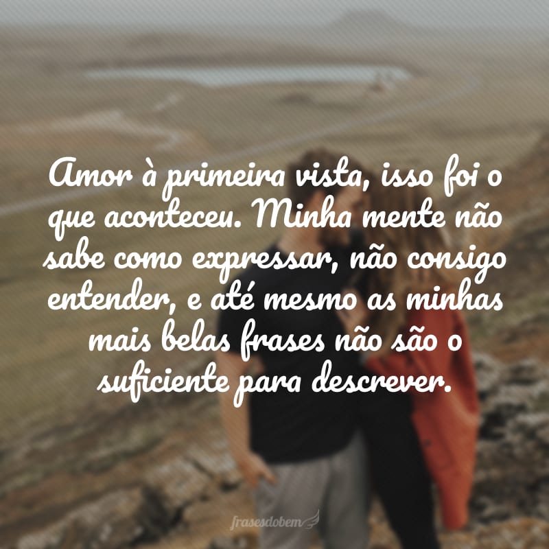 Amor à primeira vista, isso foi o que aconteceu. Minha mente não sabe como expressar, não consigo entender, e até mesmo as minhas mais belas frases não são o suficiente para descrever.