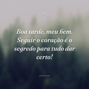 Boa tarde, meu bem. Seguir o coração é o segredo para tudo dar certo!